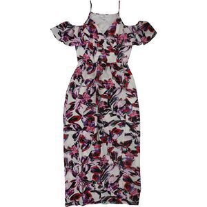 bar III Womens Watercolor Cold-Shoulder Maxi Dress, NWT